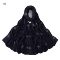 Navy blue jersey long scarf featuring sparkling rhinestone clover patterns and comfortable elastic drape. - Dark Blue