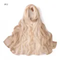 Gradient Pleated Crinkled Long Scarf Breathable Lightweight Women Hijab Spring Summer - Style #12