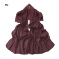 Solid color textured shimmering pleated chiffon long scarf shawl for women, soft and breathable. - Style 12