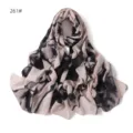 Black white ink print chiffon long scarf breathable soft elegant floral shawl for women. - 261#