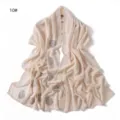 Chiffon rhinestone long scarf detail, elegant draped shawl with sparkling crystal rose patterns. - 10#