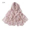 Écharpe en mousseline rayée rose blanc, légère douce respirante long foulard femme. - Style 262#