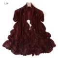 Details of the wine red rhinestone mesh scarf, soft draped breathable lightweight shawl. - 12#