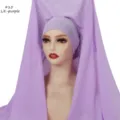 Solid color heavy chiffon hijab with inner cap elegant purple Muslim headscarf for women - #15 Light Purple / 180cm