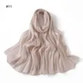 Elegant solid color wrinkled shiny satin long scarf for women, soft draped summer hijab shawl. - Style #11