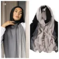 Gradient Modal Scarf Hijab, Black Gray Beige Long Wide Headscarf Wrap Soft Fabric - Pattern #1