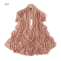 Solid color mesh long scarf with rhinestone cross patterns, soft and breathable, elegant shawl. - 14#
