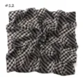 Chiffon square scarf with black and white plaid pattern, versatile retro design for women. - Crescent Moon Star