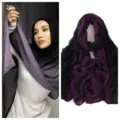 Gradient modal cotton hijab long scarf, soft lightweight wrap for women, stylish purple black. - Pattern #2