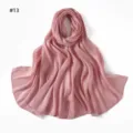 Pink crinkled satin scarf, soft glossy long shawl, elegant draped summer head wrap. - Style 13