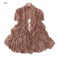 Detail view of solid color rhinestone mesh scarf, soft breathable drape head wrap shawl. - 15#