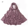 Detailed view of the mercerized cotton hijab scarf featuring exquisite rhinestone paisley design. - Light Purple