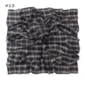 Black and white plaid chiffon square scarf, lightweight versatile retro neckerchief. - Double Dangle Disc