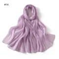 Solid color shiny satin long scarf for women, elegant purple silk-like shawl and headwrap. - Style 14