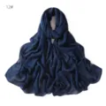 Dark blue solid color modal linen scarf detail, thin and breathable lightweight shawl. - #12 Dark Blue