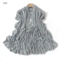 Grey mesh scarf detail rhinestone embellishment breathable fabric sheer shawl close up view - 19#