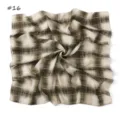 Retro green plaid chiffon square scarf, elegant neckerchief and sun protection shawl. - Size #16