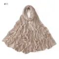 Close-up detail of the mercerized cotton hijab scarf featuring exquisite rhinestone wave patterns. - Coffee