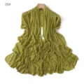 Olive green sheer mesh long scarf with rhinestone star details, elegant draping lightweight wrap - 20#