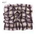 Vintage purple grid print chiffon square scarf detailed view, elegant women scarf accessory. - Pink Unicorn