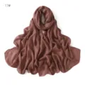 Brown modal cotton linen scarf detail showing thin breathable fabric and single-needle edges. - #17 Brown