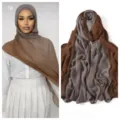 Foulard long hijab en coton modal bicolore pour femmes, écharpe douce effet dégradé. - Taille 7