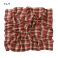 Vintage red plaid chiffon square scarf, lightweight breath style shawl for women fashion dress. - Cloud Dangle Blue