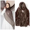 Foulard Hijab long en modal dégradé pour femme léger et doux foulard musulman marron - Style #8