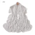 Close-up of white mesh rhinestone scarf detail showing delicate sparkling crystal crosses. - 25#