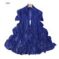 Blue mesh rhinestone long scarf lightweight breathable sheer shawl elegant wrap stole. - 28#