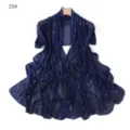 Dark blue rhinestone mesh long scarf elegant breathable lightweight shawl for women fashion. - 29#