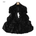 Black mesh rhinestone scarf shawl sheer stretch fabric with sparkling cross studs wrap. - 30#