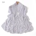 White rhinestone mesh long scarf sheer breathable lightweight head wrap for women elegant. - 31#