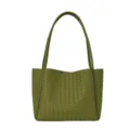 Vintage Woven Leather Tote Bag Women Large Capacity Shoulder Handbag Daily Commute - Green