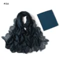 Dark green modal lace long scarf set with matching elastic inner cap exquisite detail view. - 190cm / Style 26