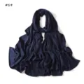 Pañuelo hijab de jersey líquido azul oscuro liso, bufanda larga suave transpirable mujer. - 180cm / Estilo 19