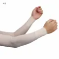 Ice silk ribbed arm sleeves detail, breathable elastic sun protection arm covers for women. - Geometric #5