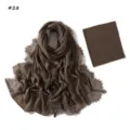 Detail view of the dark brown modal rayon lace long scarf with matching elastic undercap. - 190cm / Style 28