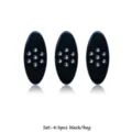 Ovale schwarze Anti-Blend-Schal-Pin im Strass-Pflaumenblüten-Design Detailansicht. - 3er Pack / Schwarz
