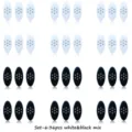 White and black oval rhinestone safety pin cover scarf brooch clips set 36 pieces. - Black and White Mixed