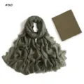 Dark green lace scarf and matching inner cap detail, elegant modal material for daily chic wear. - 190cm / Style 30