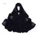 Dark blue long scarf rhinestone detail hijab breathable cotton shawl exquisite pattern details - 2#
