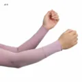Solid color ice silk ribbed arm sleeves for sun protection, breathable and elastic. - Style #9