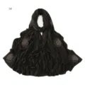 Detailed view of the dark green rhinestone embellished jersey hijab scarf with swirl pattern. - 3#