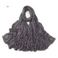 Elastic rhinestone long hijab scarf for women, solid color breathable cotton wrap shawl. - 4#