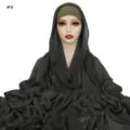 Solid color rayon crinkle hijab with matching inner cap set for women daily modest wear - #3 Old Army Green