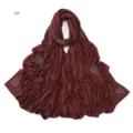 Women burgundy long rhinestone scarf breathable cotton modal sparkle shawl wrap winter fashion - 6#