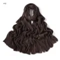 Brown pleated fringe scarf women soft crinkle long shawl casual fashion winter neckwear - Style #8