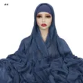 Solid color crinkle long hijab with matching inner cap set, comfortable daily wear Islamic headscarf. - Polka Dot (#4)