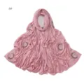 Detailed view of pink elastic rhinestone swirling fireworks long scarf, breathable solid color shawl. - 8#